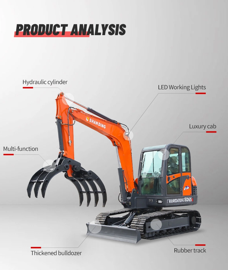 Buen precio miniexcavadora de 6.5 ton hidráulica excavadora de cadenas de oruga