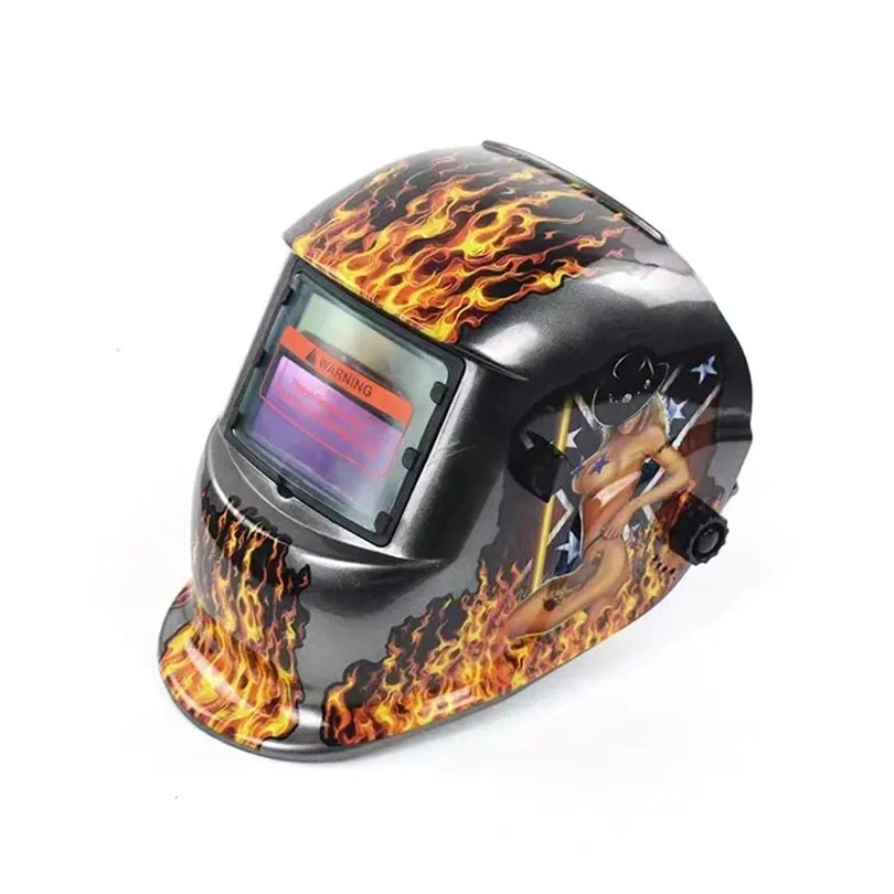 Flame Dance Girl Prints Head Mounted Solar Auto Darkening Welder Safety Welding Shield Automatic Dimming Welding Hood Helmet