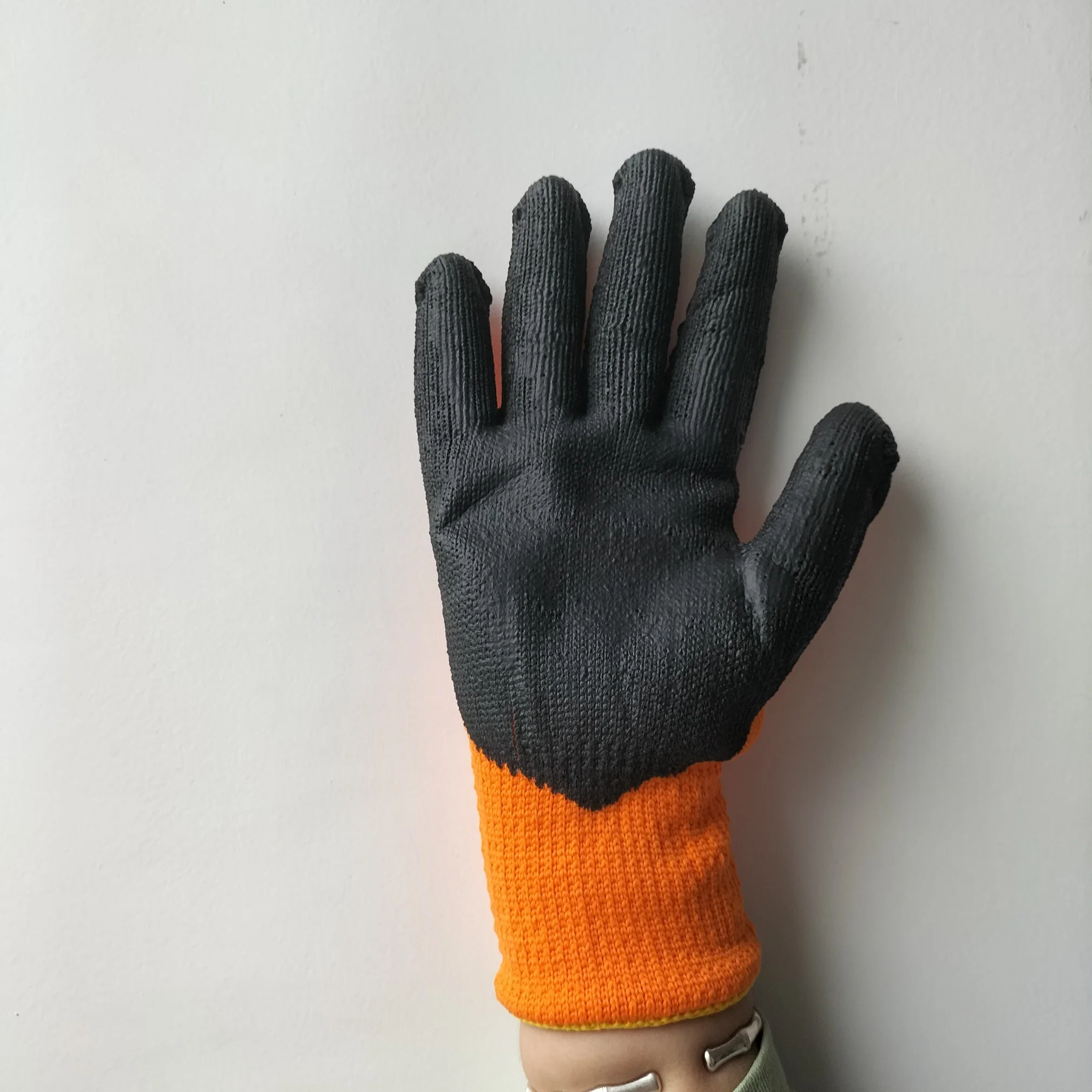 Gants de travail en maille revêtus de latex et de paume orange