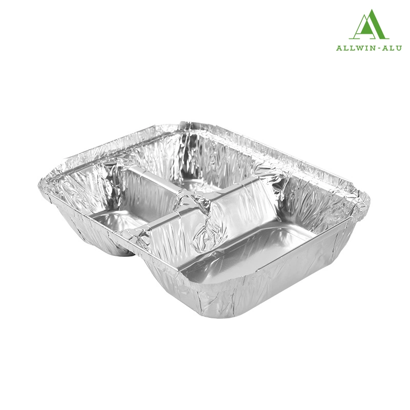 780ml Disposable 3 Compartment Foil Food Container/Tray/Pan/Plate