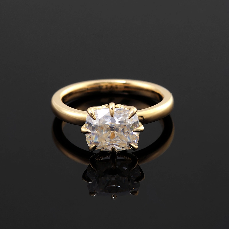 Provence Jewelry 10K Yellow Gold Rings High quality/High cost performance Cushion Cut Moissanite Ring 8 Claw Setting Stone Classic Style Fine Jewelry