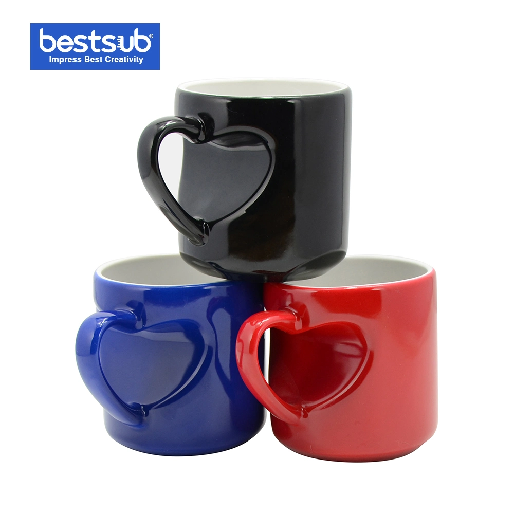 Bestsub Porcelain Heart Shape Handled Color Changing Sublimation Mug Lover Mug (B4XH)