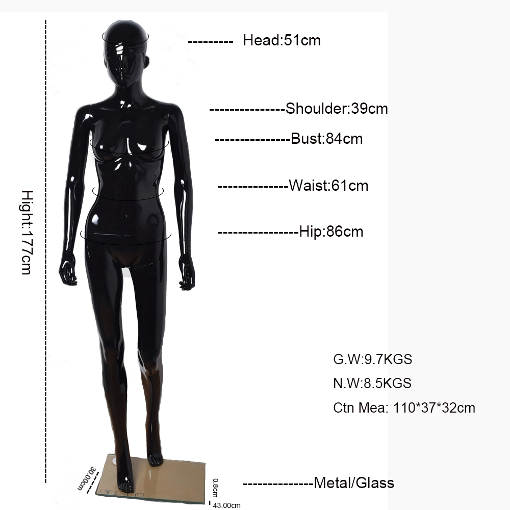 Sexy Glossy Black Female Mannequin for Display