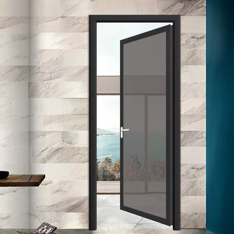 Puerta de carcasa de cristal de marco estrecho de lujo de diseño europeo Baño Cocina aluminio Baño Puerta