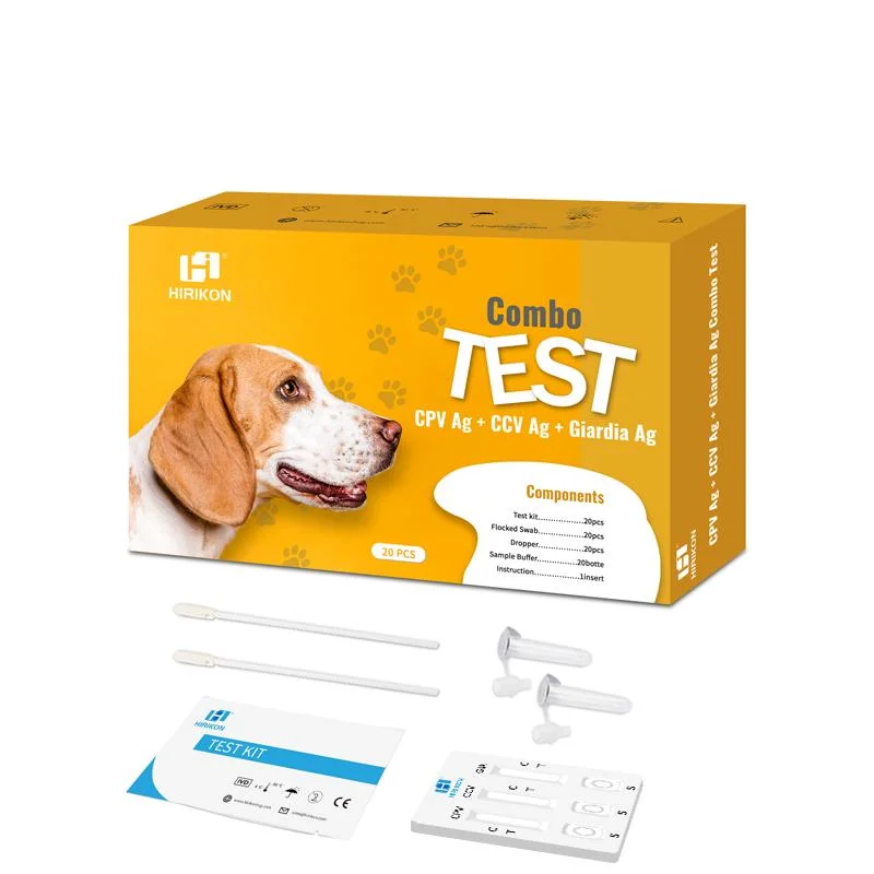 Kit de test rapide d'antigène VCP vétérinaire Hirikon CPV CCV Gia Kit de test rapide pour selles de chiens