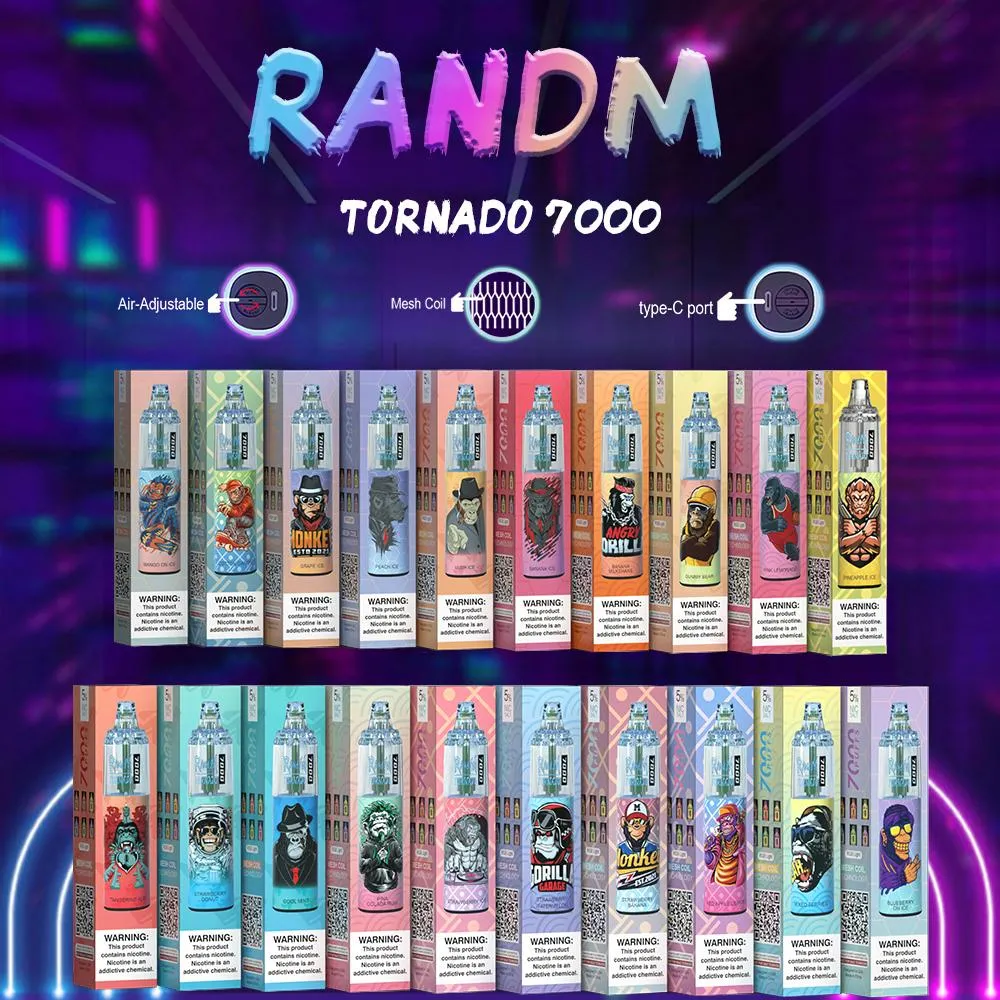 Randm Tornado 7000 Puffs Wholesale Original Factory Rechargeable Mesh Coil Disposable RM R&M 9000 10000 Puff Bars 7000puff 8000puffs Vape