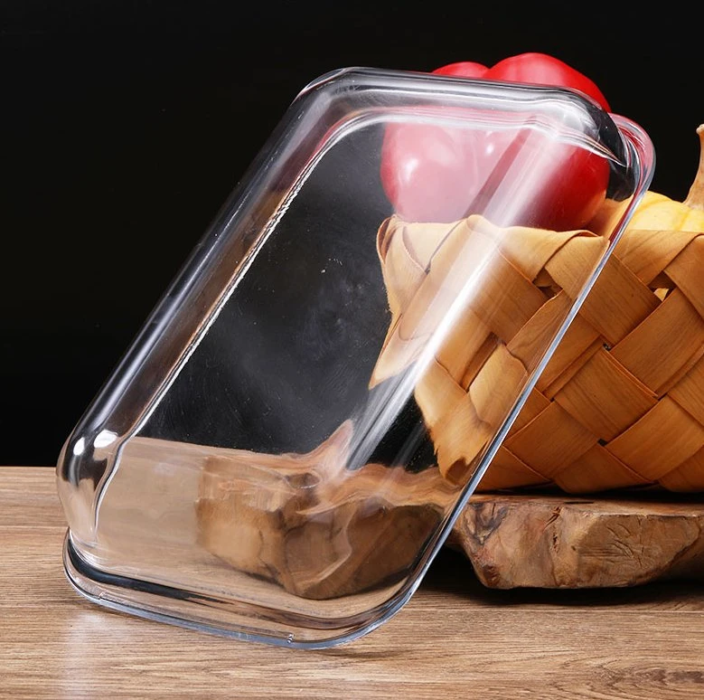 1800ml Square Box Lunch Cocina claro cristal Bakeware tazón de vidrio.