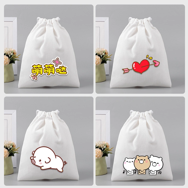 Manufacturers Canvas Bundle Pocket Spot Cotton Drawstring Canvas Bag Storage Bag Fufu Bag Blank Can Be Printed Logo