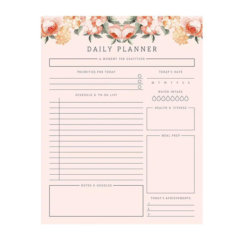 Promotional Customizable Printing Eco Friendly Stationery Paper A5 A4 A6 Size to Do List Weekly Notepad