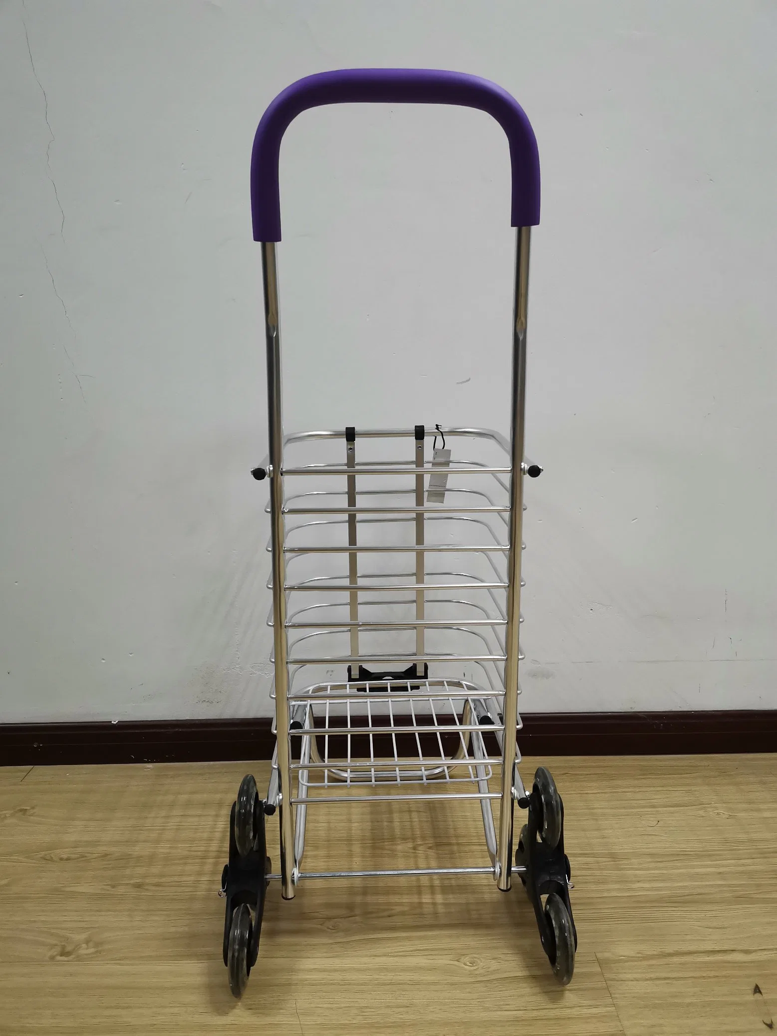 China Lightweight Storage Box Folding Shopping Metal Trolley Carts with Stair Climbing Wheels