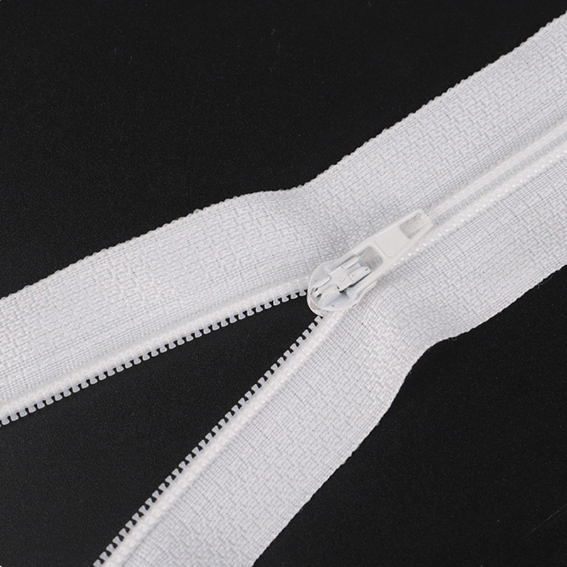 Custom 3# Garment Sewing Accessories White Stripe Plastic Zipper Teeth Nylon Zipper