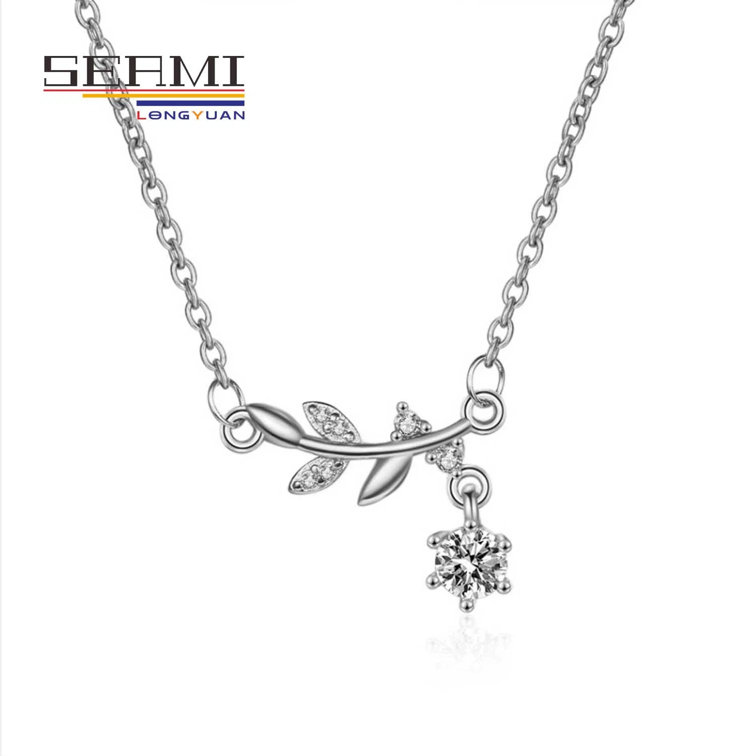 Floral Olive Leaf Gold Cross Chain Diamond Pendant Flower Necklace