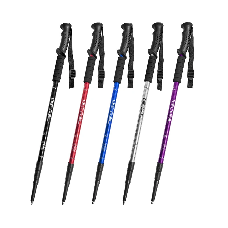 Outdoor Straight Grip Telescopic Walking Stick Aluminum Hiking Trekking Pole Sticks
