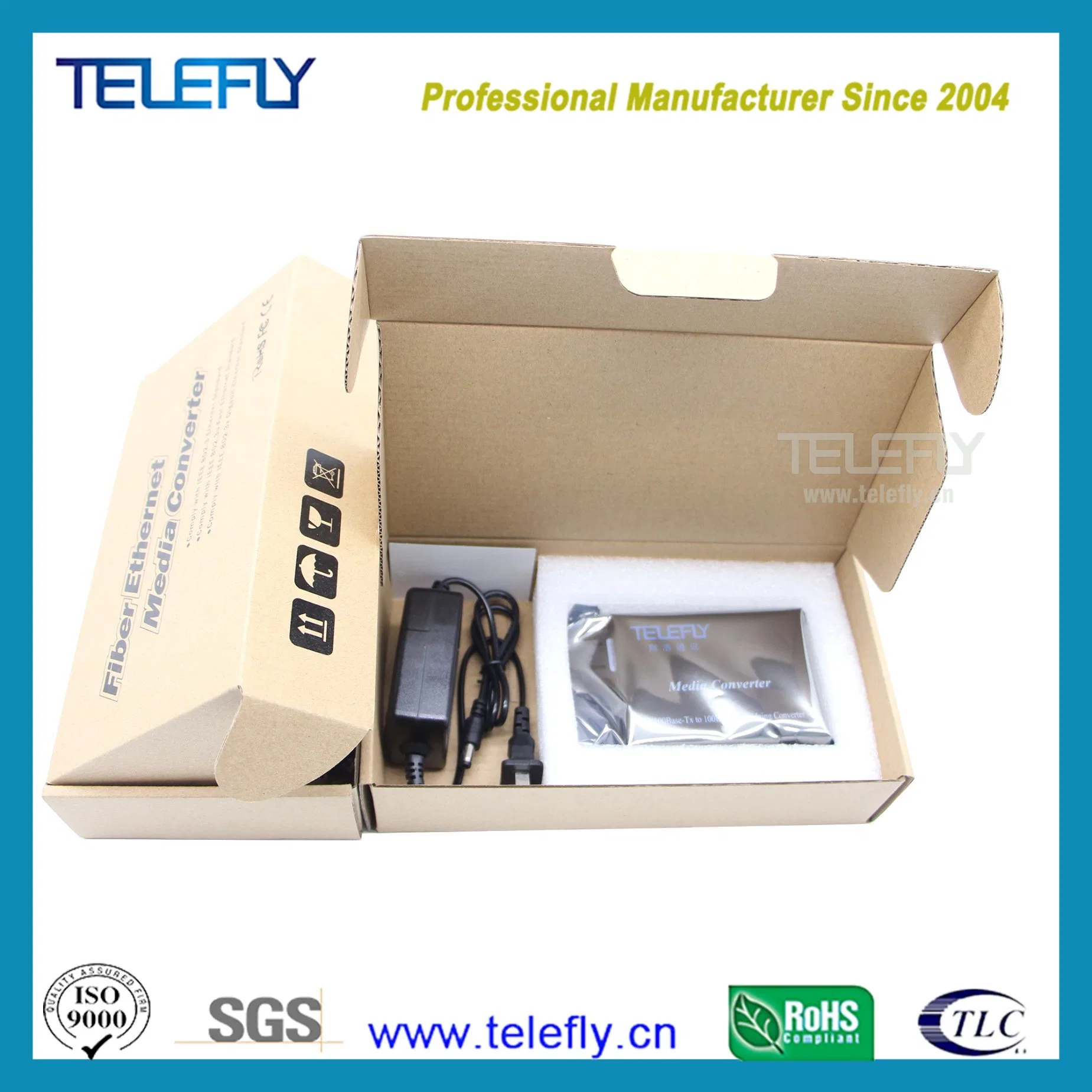 100m 1RJ45 Ethernet 1*9 Sc Single Optical Fiber Media Converter for 100km