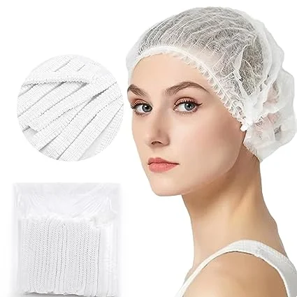 Disposable Bouffant Caps, Hair Net, Elastic Breathable, Dust Cap for Food Service