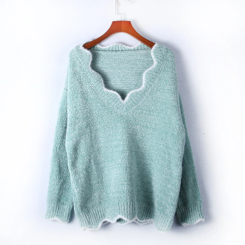 L'hiver nouveau V-Neck Knitting mignon Pull Pull chaud doux de haute qualité pour les femmes