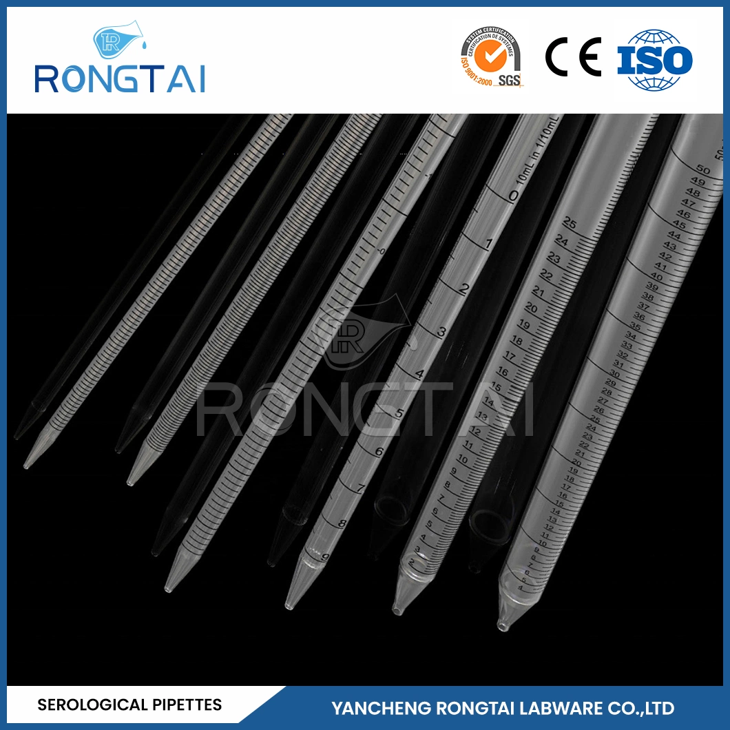 Rongtai High-End Laboratory Plastic Ware Fabricators PS 10ml Serological Pipettes China 25ml 50ml 100 Ml Serological Pipette