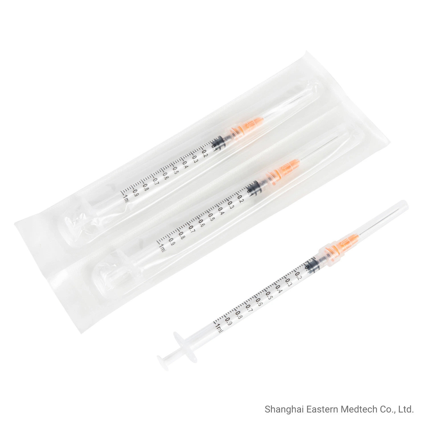 Hospital Instrument Plastic Material Disposable Safety Professional High quality/High cost performance  with Fixed Needle 1ml Vaccine Syringe