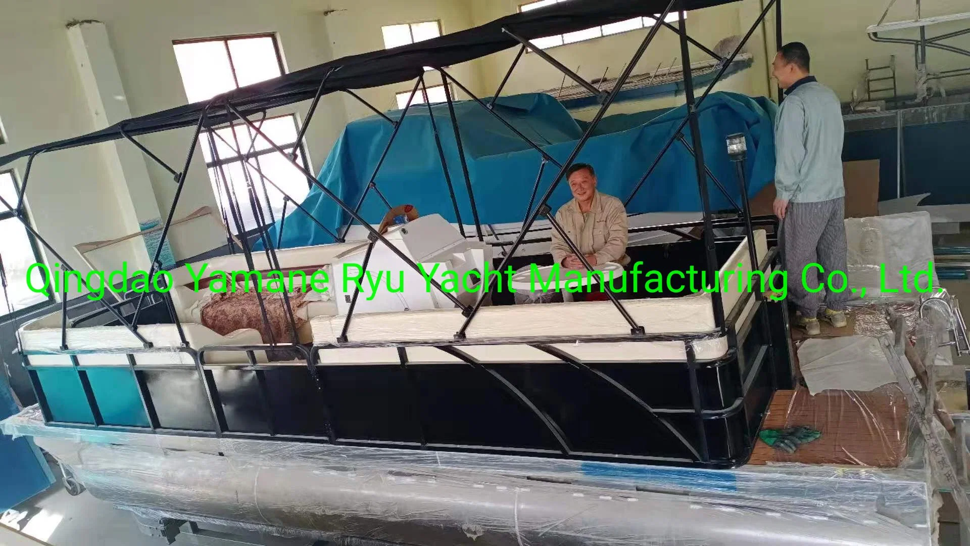 Boat Manufacturer 18FT 5.5m Aluminum Family Recreational Floating Barge Pontoon Fishing Boat