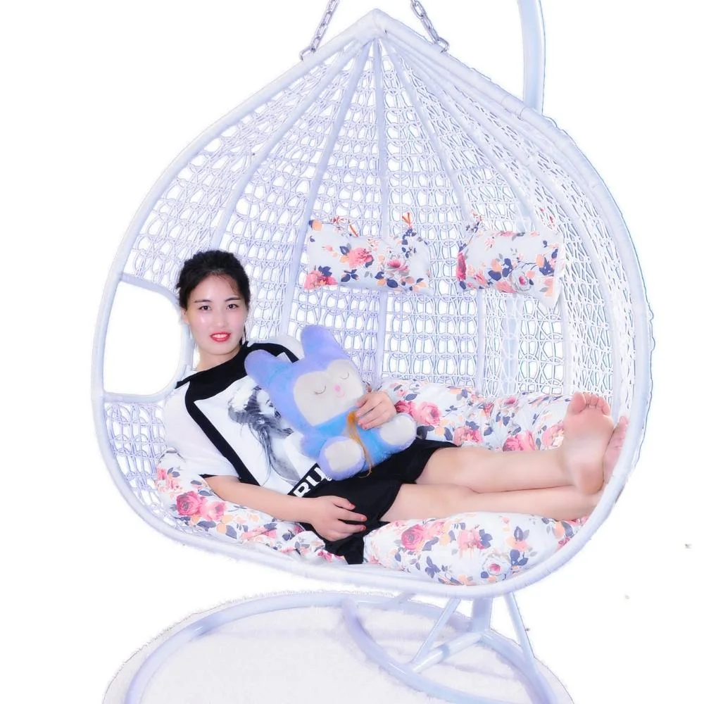 Outdoor Thick Rattan Hanging Chair with Armrests Modern Minimalist Bird Nest Basket Hanging Furniture Colorful Metal Garden Swing Wyz20039