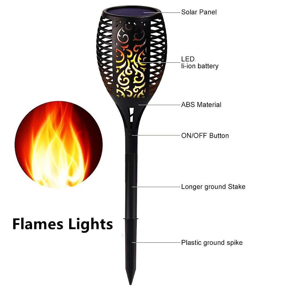 Waterproof Garden Pathway LED Solar Torch Light with Flashing Flames