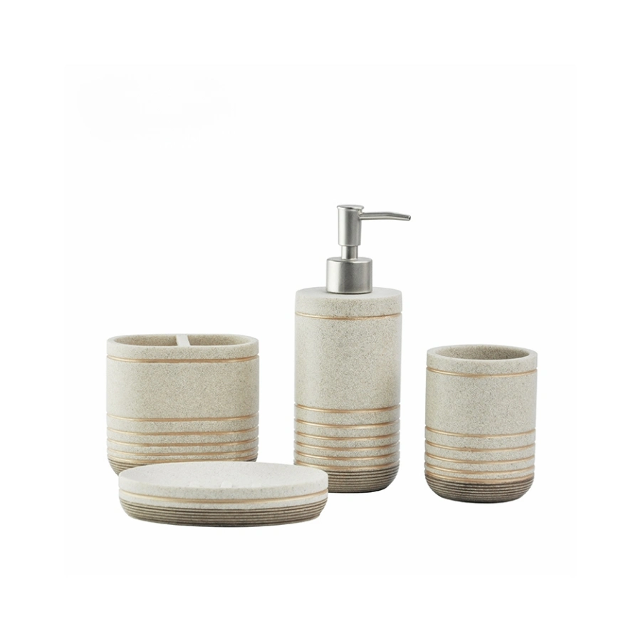 Gold Stripes Polyresin Bathroom Accessories Bathroom Supplies Homestay Sanitary Ware Bathroom Set