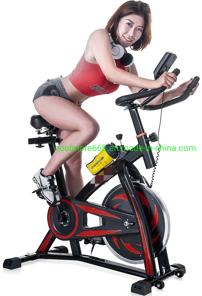 Exercise Bike Recumbent Spin Cycling Bike Indoor Cycle Stationary Workout Equipment with Pulse W/LCD Display and Adjustable Foot for Home Office