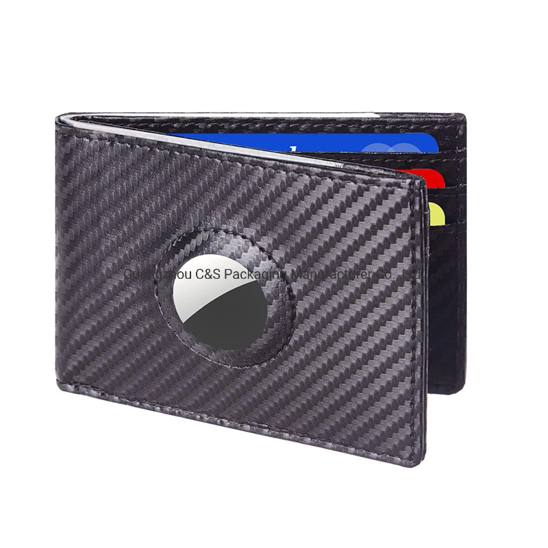 OEM&ODM Custom Minimalist Carbon Fiber Leather Multi Functional Slim Airtag Wallet RFID Blocking Men Wallet