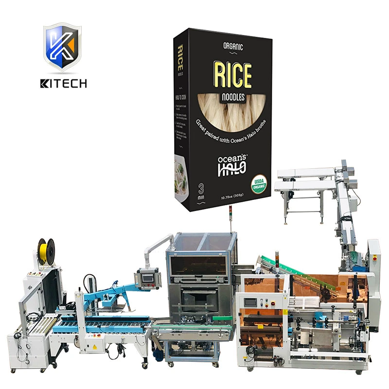 Kitech Hot Sell Automatic Kitchen Stir-Fry Rice Noodles Kraft Paper Box Cartoning Packing Machine