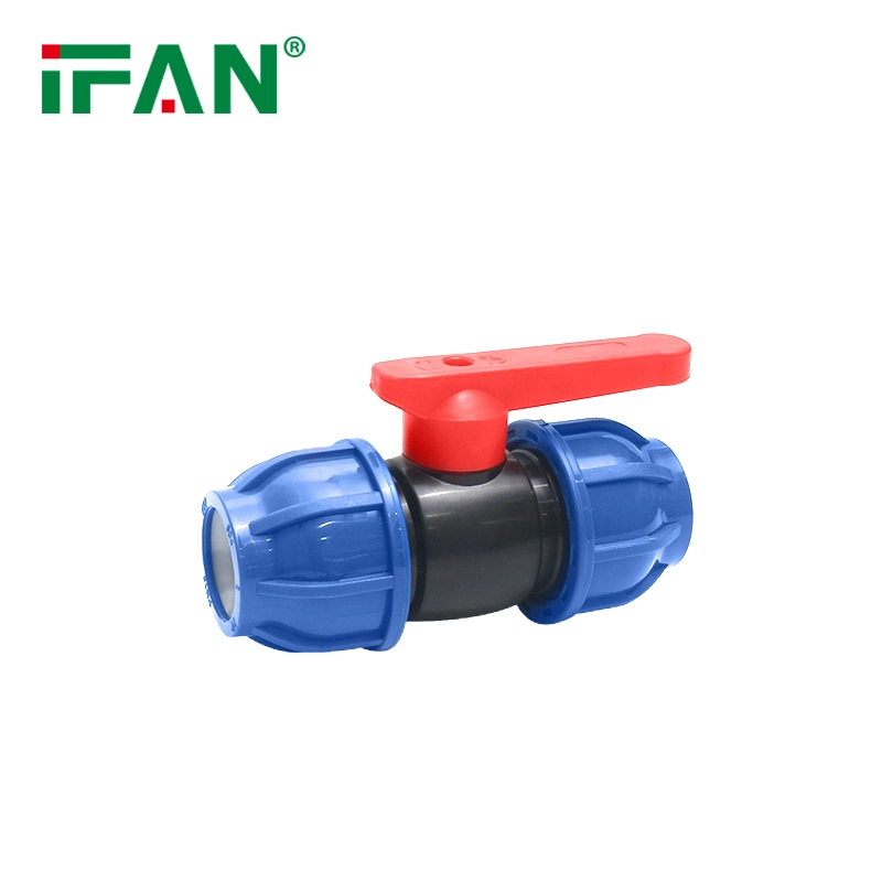 Red Handle HDPE PVC PP PE Pipe Compression Fittings Ball Vavles