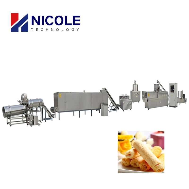 CE Twin Screw Stainless Steel Puffed Core Filling Snacks Food Production Line