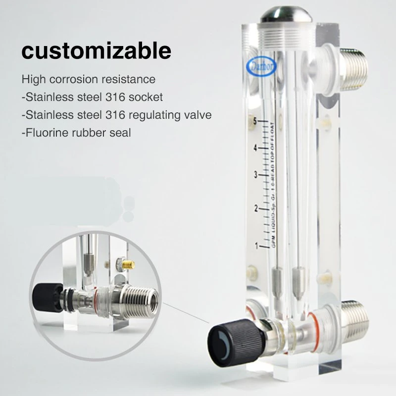 New Arrived Durable Panel Mount Nitrogen Gas Acrylic Flowmeter Water Flow Meter with Adjustment Valve