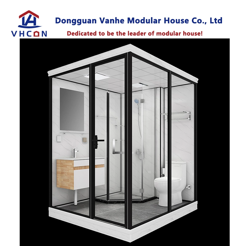 One Bedroom Complete Shower Unit Prefabricated Portable Glass Door Hotel Building Design Modular Luxury Prefab Bathroom Pod with Shipping Home