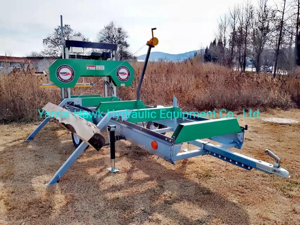 15HP Gasoline Engine Portable Sawmill with 6 Meters Trailer