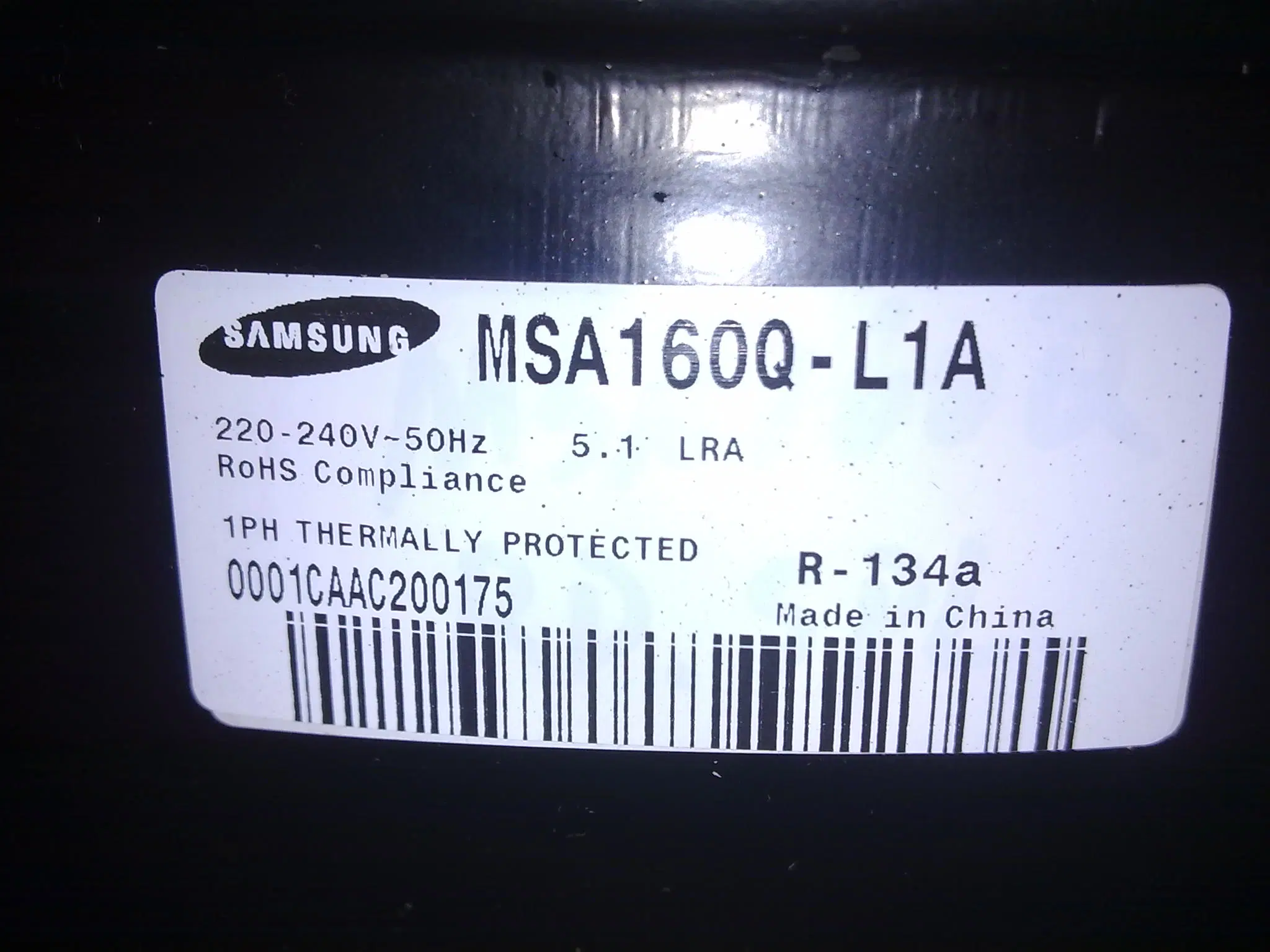 R134A 1/5HP 200-220V 50/60 Hz Samsung Lbp nevera compresores alternativos