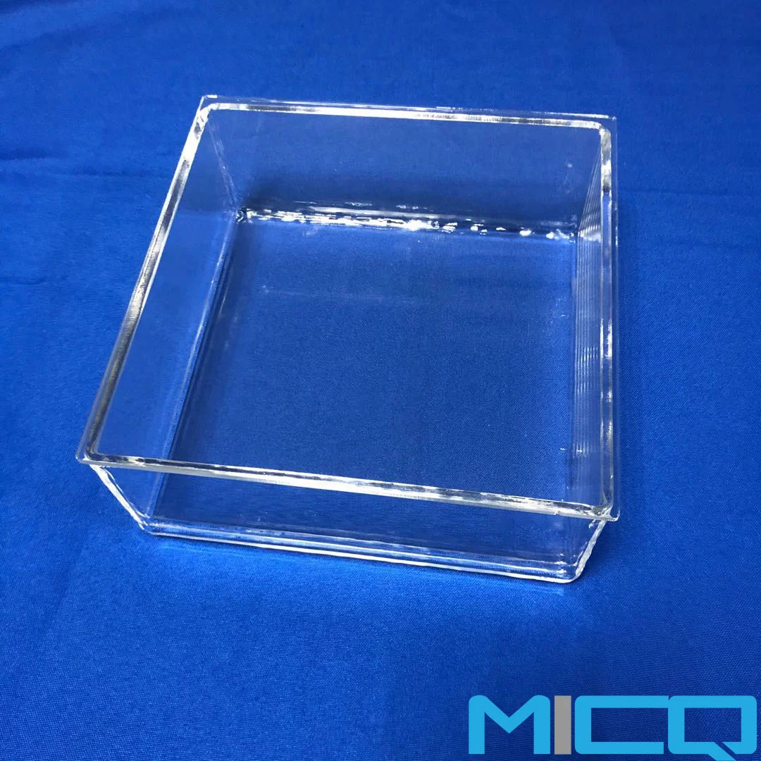 Custom Lab Quartz Glassware Polished Quartz Cells Tanks Clear Square Glass Quartz Petri Dish 75mm X 35mm X 35mm Deep