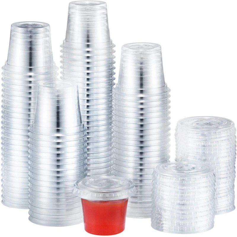 Sauce pour tasses en plastique Eco friendly Mini gobelet en plastique jetable Récipients pour sauce avec couvercles