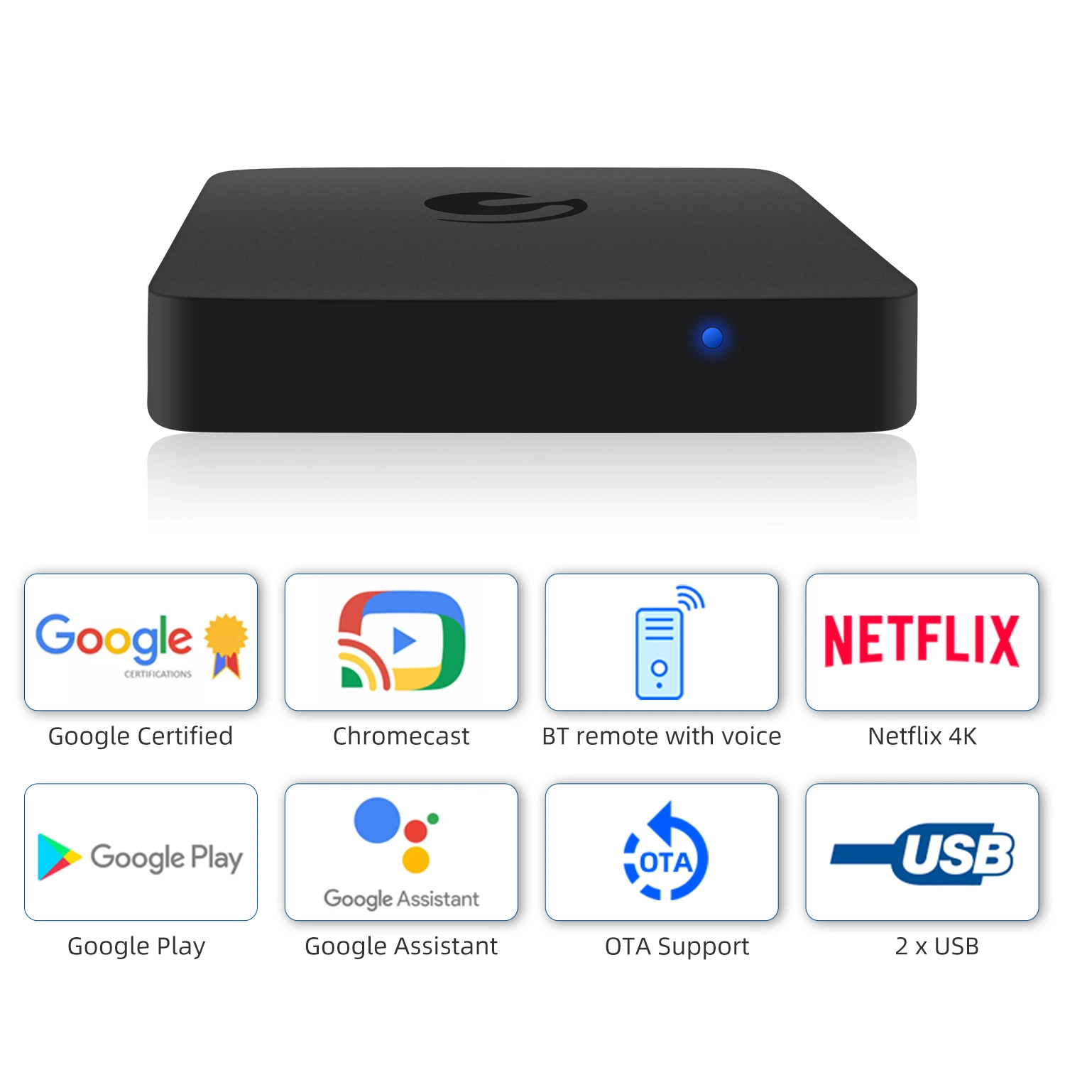 2022 تلفزيون ذكي قوي معتمد من Google بنظام التشغيل Ota Android TV Box Ott صندوق التلفزيون 2.4G/5g WiFi Bt4.2 Amlogic S905X IP Set Top صندوق