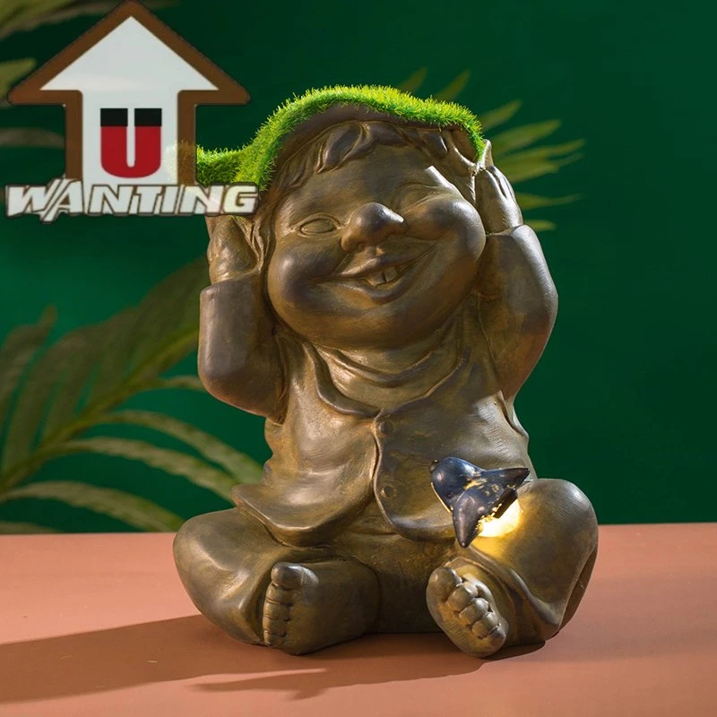 Beflockung Baby Gnome Aktion Figur Garten Balkon / Yard Dekor Solar Light Werbegeschenk