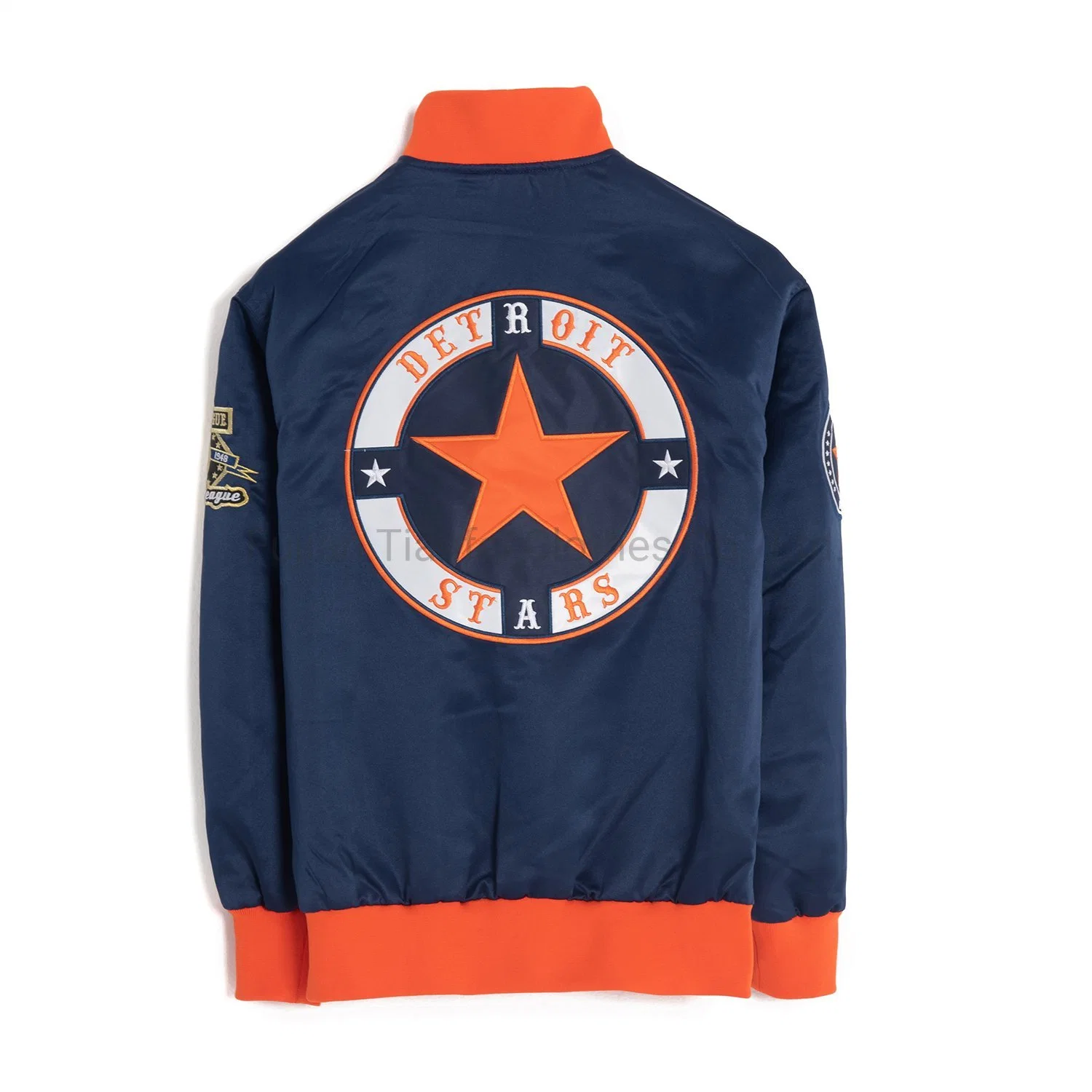 Poliéster satén personalizado Detroit estrellas chaqueta deportiva