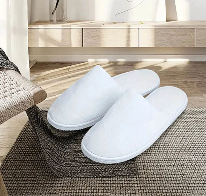 Custom SPA Guest Comfortable White Open Toe Four Season Bathroom Soft Slippers for Hotel Disposable Disposable Slippers Hotel Room Disposable Slippers