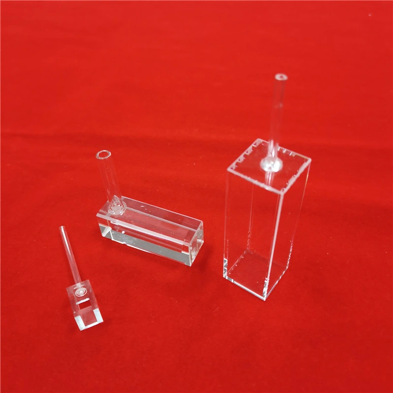 Résistance à la chaleur haute pureté Personnalisez la cellule optique en quartz transparente cubique Cuvette en verre pour chambre atomique