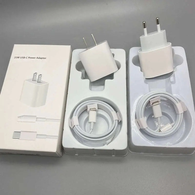 Precio al por mayor 20W C enchufe USB con USB C Lightning 1m de cable USB Cargador rápido de Adaptador de Corriente