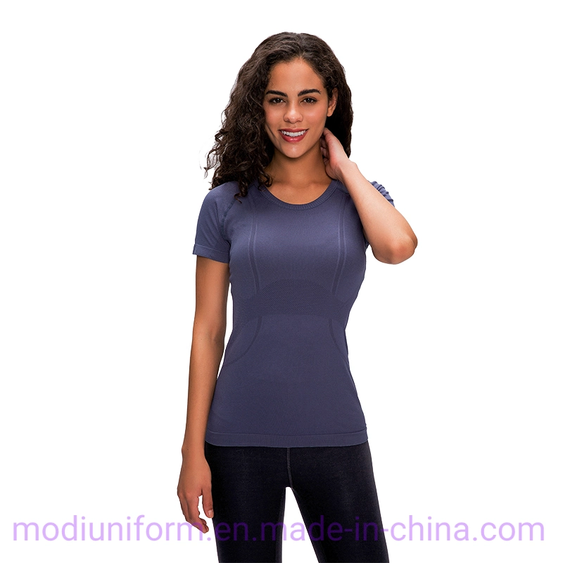 Factory Sale Amazon Modea&prime; S Short Sleeve T Shirt Workout Top Tight Seamless Yoga Tops Gym Sports Quick Dry Tops T Shirt Gym Wear