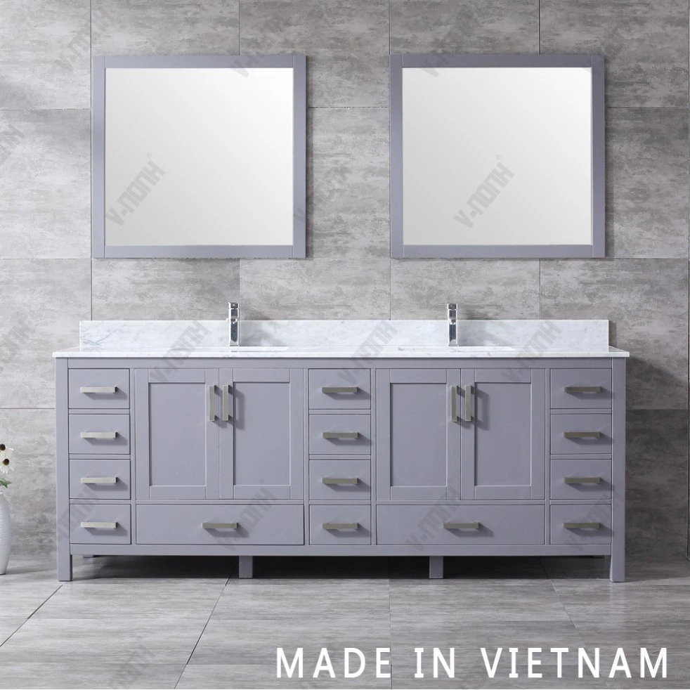 Best Seller Grey Finish Solid Wood Accessories Bathroom Vanity Cabinet