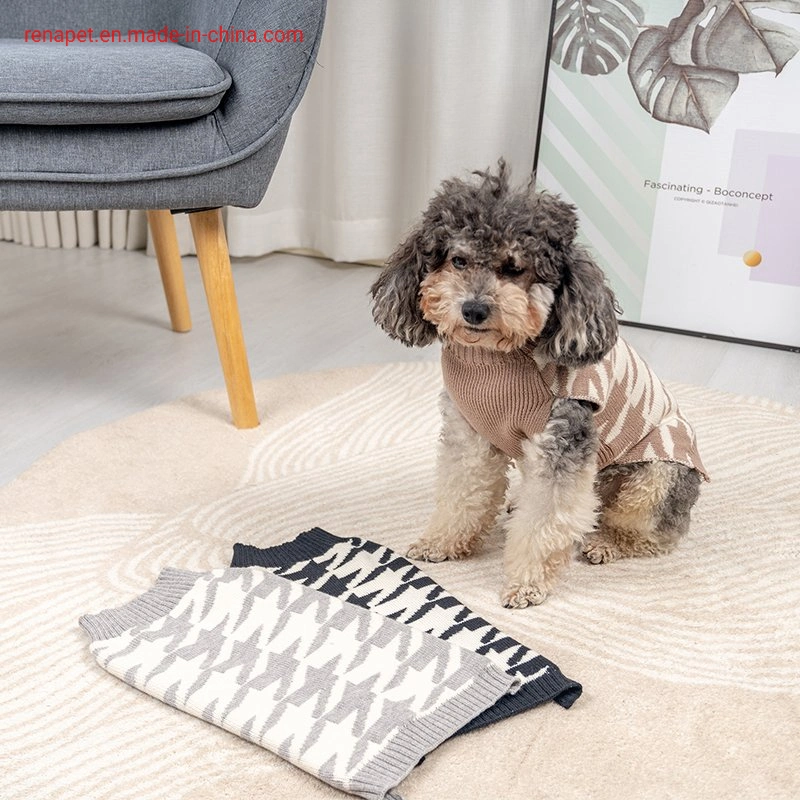 Пэт Lozenge Rena модных удобные с ромбовидным орнаментом хорошего качества теплые трикотажные мягкий разработаны собака свитер