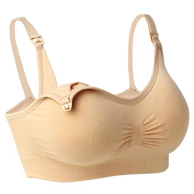 Feeding Baby Bra Pregnant Breastfeeding Nursing Seamless Bras Removable Cup High Quality Open Front Button Wireless Women Maternity Bra Underwear