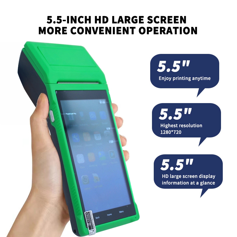 5000mAh Akku mit großer Kapazität 5,5 Zoll HD Intelligent Android Mobile POS-Terminal