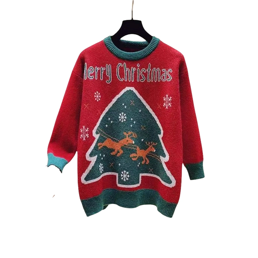 2023 Jacquard and Printing Christmas Sweater Pullover Knitted for Women Custom Sweater