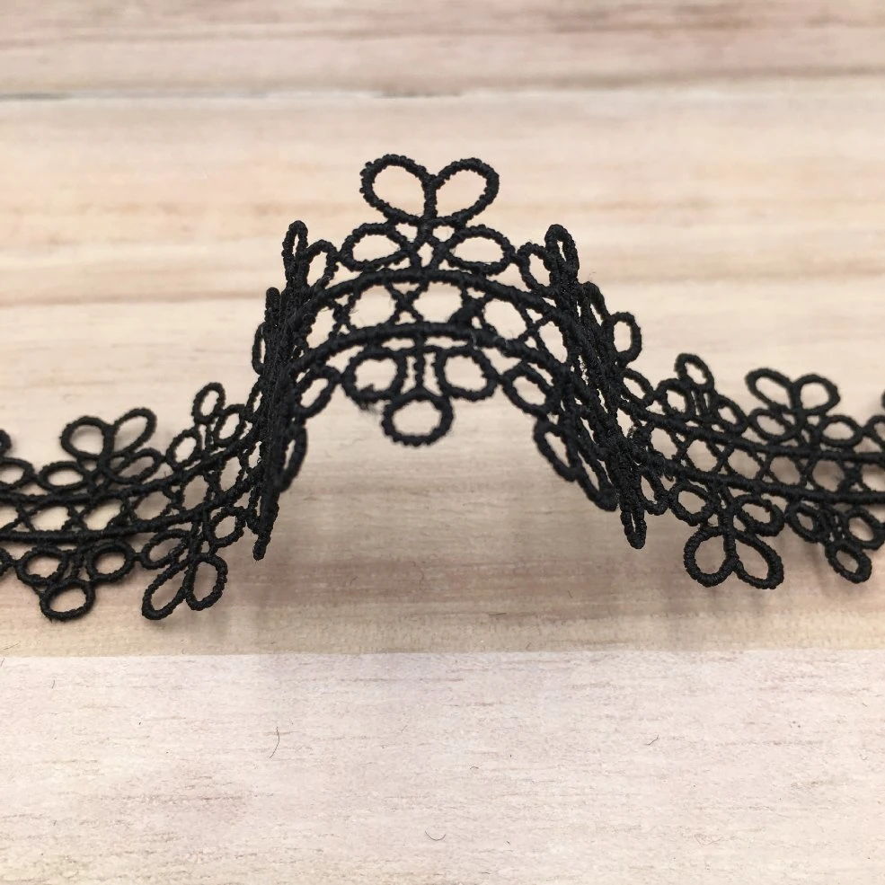 Tecido de atacadores em corte de lace preto bordado em tecido de croché em lace com atacadores Acessórios de costura artesanal DIY para construção de embarcações